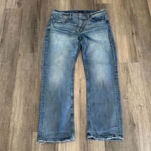 BKE Jake Mens Straight Leg Jeans 33x32 Medium Wash Stretch Denim Blue
